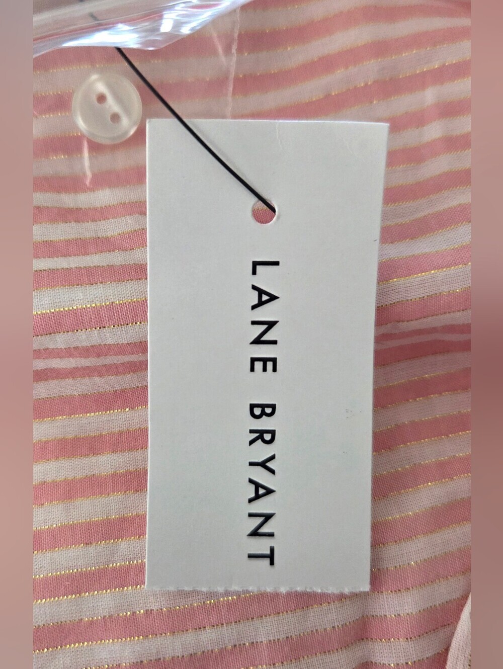 NWT LANE BRYANT LUREX SHIMMER COLLARD POPOVER BLOUSE. - Picture 6 of 7